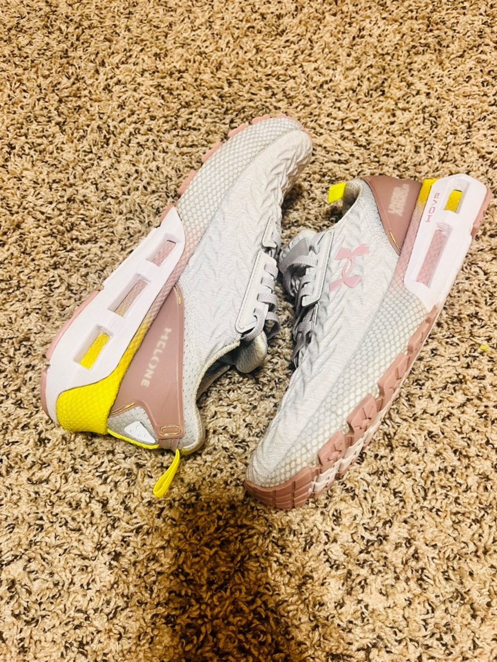 2021 Under Armour Wmns HOVR Mega 2 Clone 'Halo Grey Mauve Pink' Sz 9